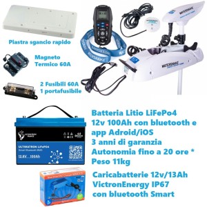 WaterSnake GEO SPOT GPS SW 65lb 66" 12V - Motore da prua -  Kit installazione completo