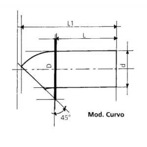 TERMINALE S.CURVO MM.70 ACC.INOX