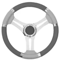 VOLANTE INOX IMPUGNAT.PELLE CM.35