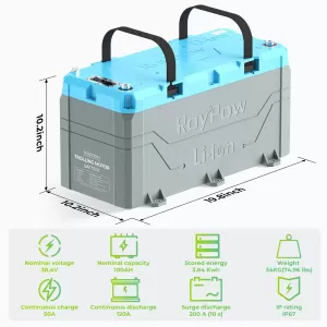 Batteria al litio LiFePO4 RoyPow - 36V 100 AH